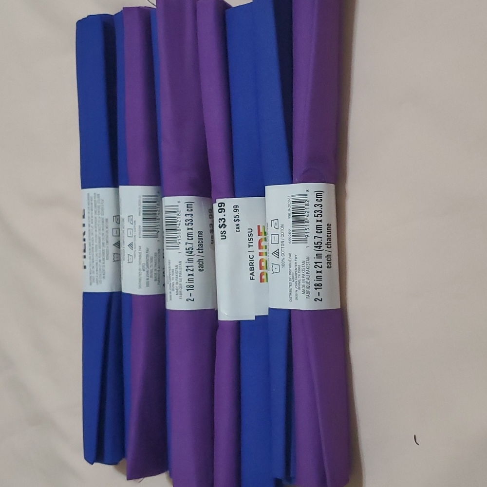 Fabric Pieces. 5 Sets. Blue/Purple.